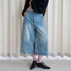 Summer new retro workwear patchwork wide leg jeans