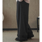 High waisted lotus leaf edge loose wide leg pants