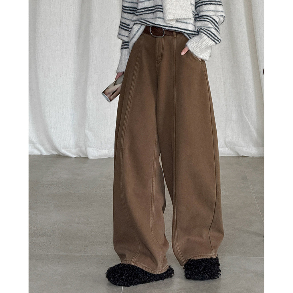 Stitch versatile casual straight leg wide leg pants