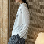 Striped contrasting letter printed T-shirt top