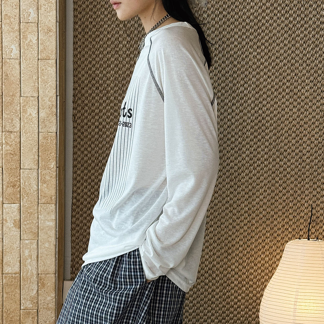 Striped contrasting letter printed T-shirt top