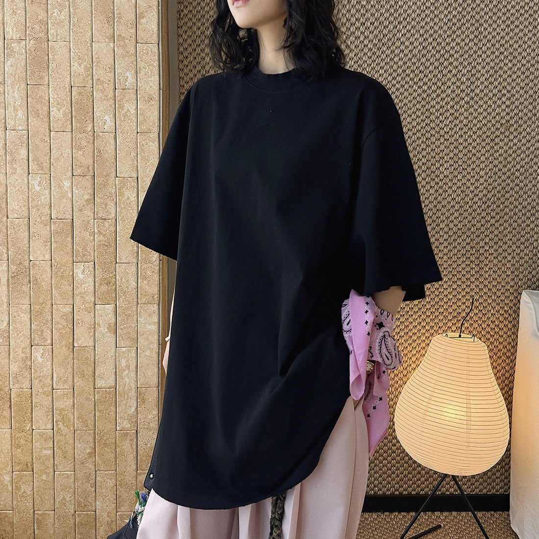 Loose fit round neck short sleeve oversized t shirt