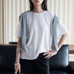 Round neck small rolled edge short sleeved slimming T-shirt