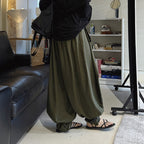 loose harem pants high waist lyocell wide leg pants draped casual baggy trousers