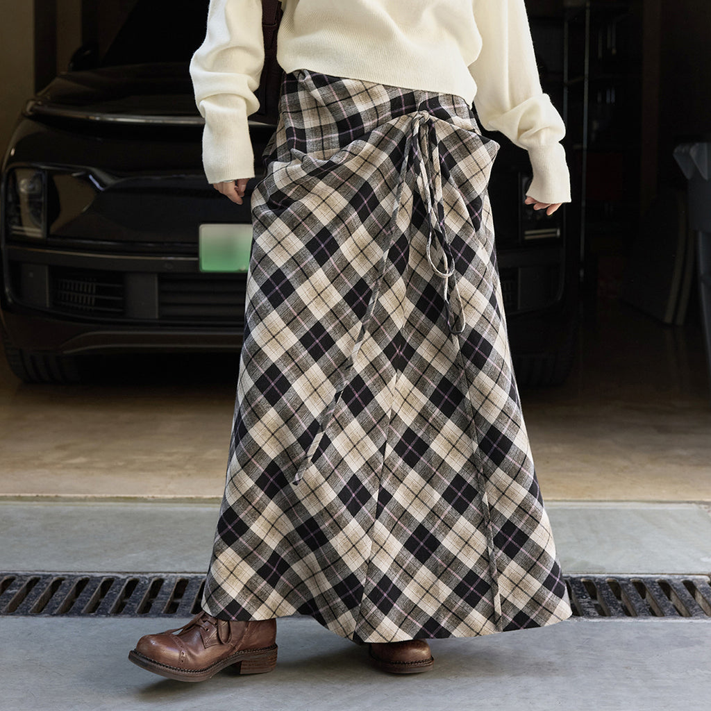 Retro asymmetrical contrasting Haig pattern half skirt