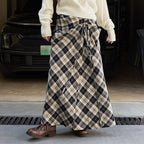 Retro asymmetrical contrasting Haig pattern half skirt