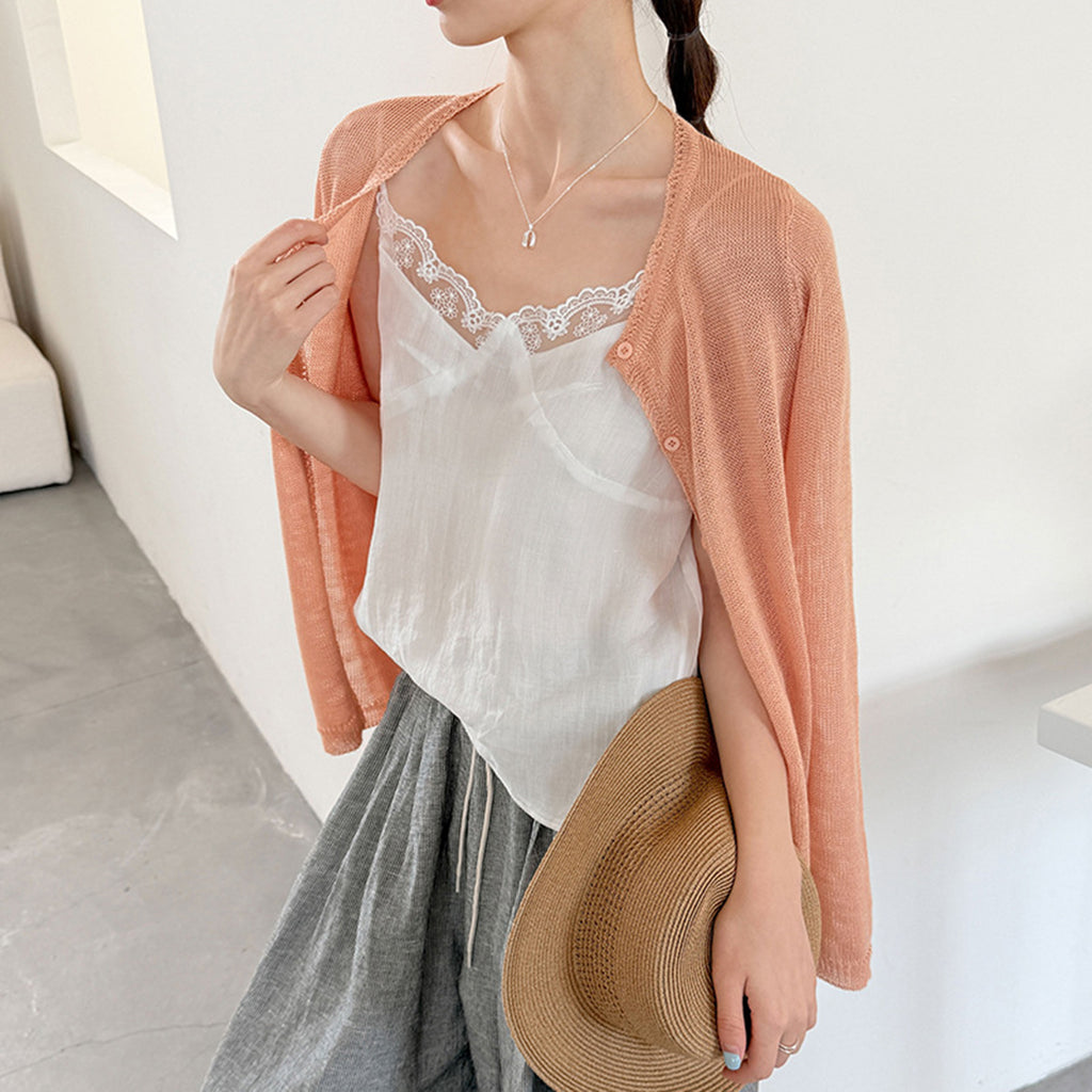 Women’s Linen-Blend Lace Trim Camisole