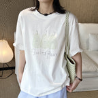 Oversized Spring Pear Graphic Cotton T-Shirt