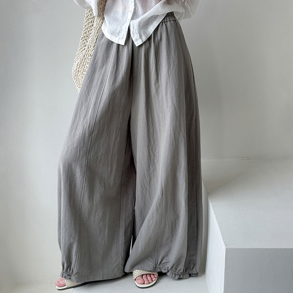 Women’s Linen-Blend High-Waisted Wide-Leg Pants