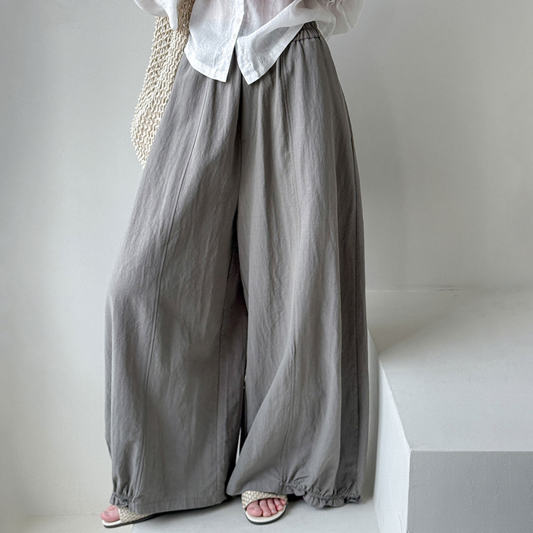 Women’s Linen-Blend High-Waisted Wide-Leg Pants