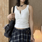 American retro button down sleeveless vest tank top