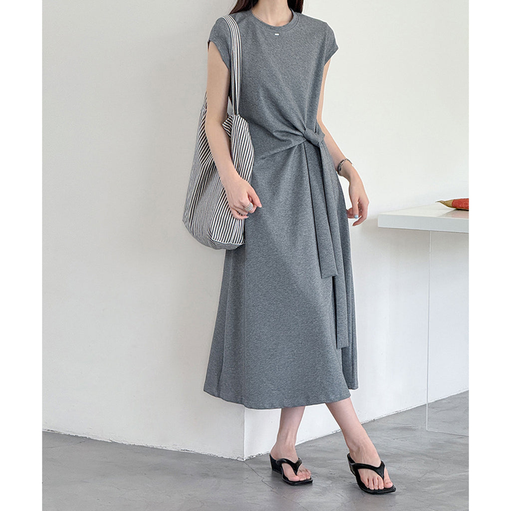 Women’s Knot-Waist Short-Sleeve Midi Dress