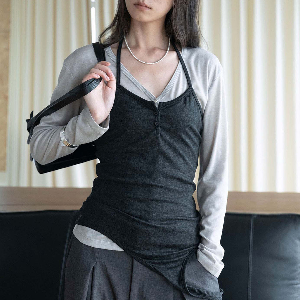 Thin strap hanging neck Tencel suspender top