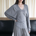Curved short slim fit cardigan top