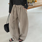 High waist wide leg pants women loose casual trousers with belt cotton