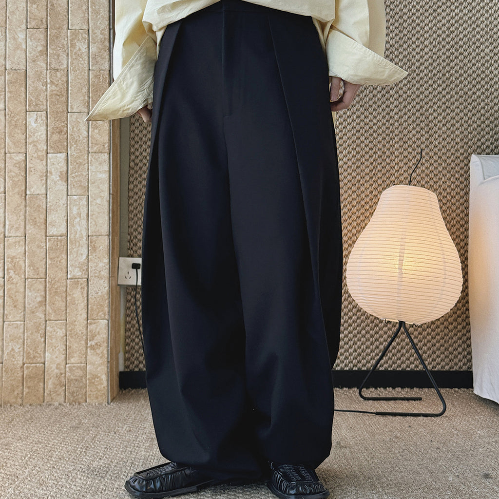 High waist loose fit structured wide leg pants