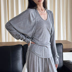 Curved short slim fit cardigan top