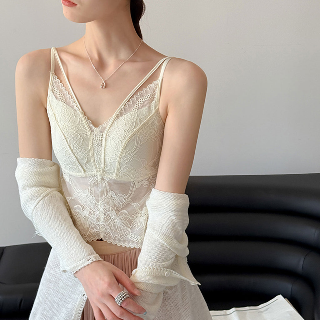Women’s Lace Corset Camisole with Built-in Bra