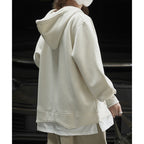 V-neck fake two-piece spliced loose hooded sweatshirt