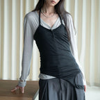 Thin strap hanging neck Tencel suspender top