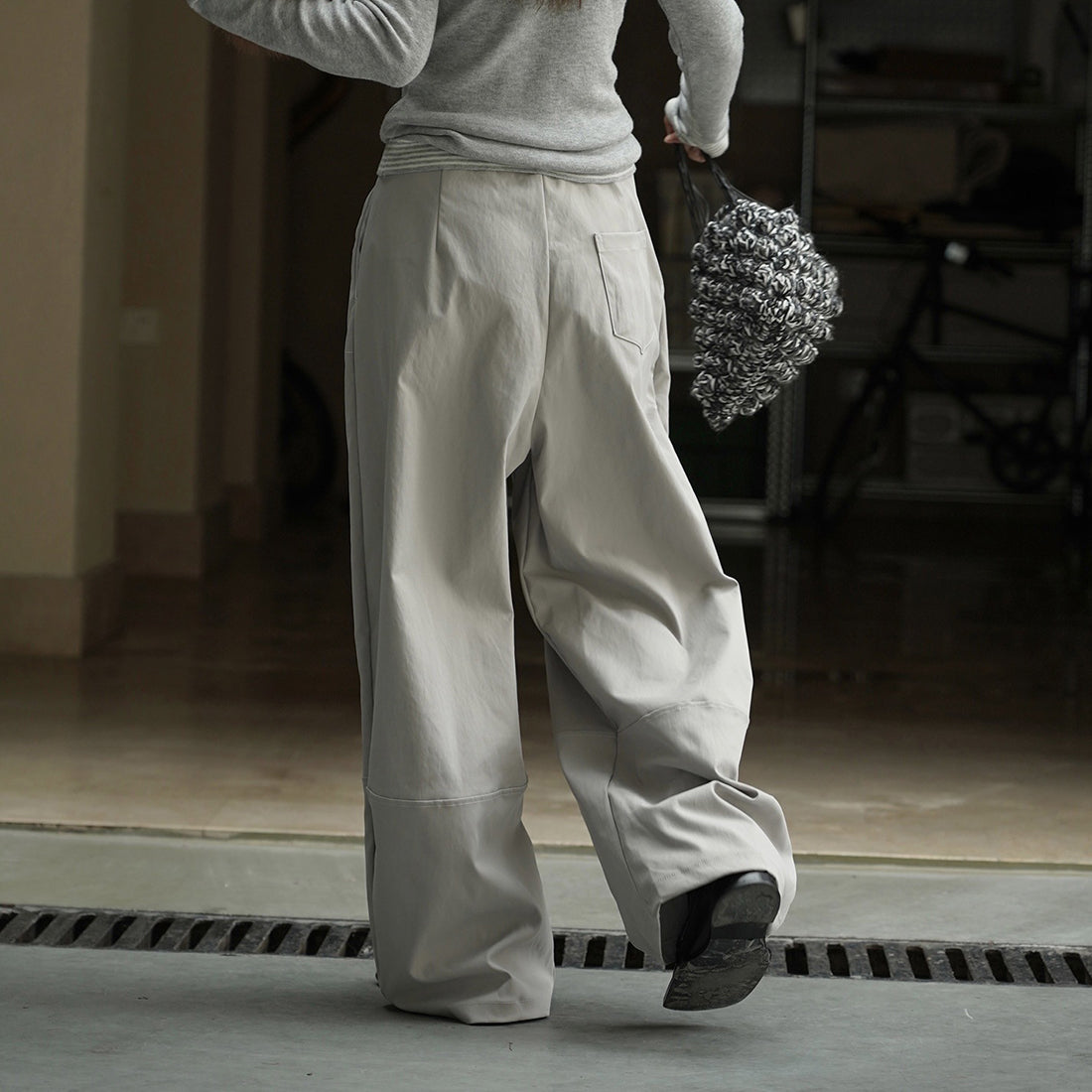 Retro high waisted pleated loose casual pants