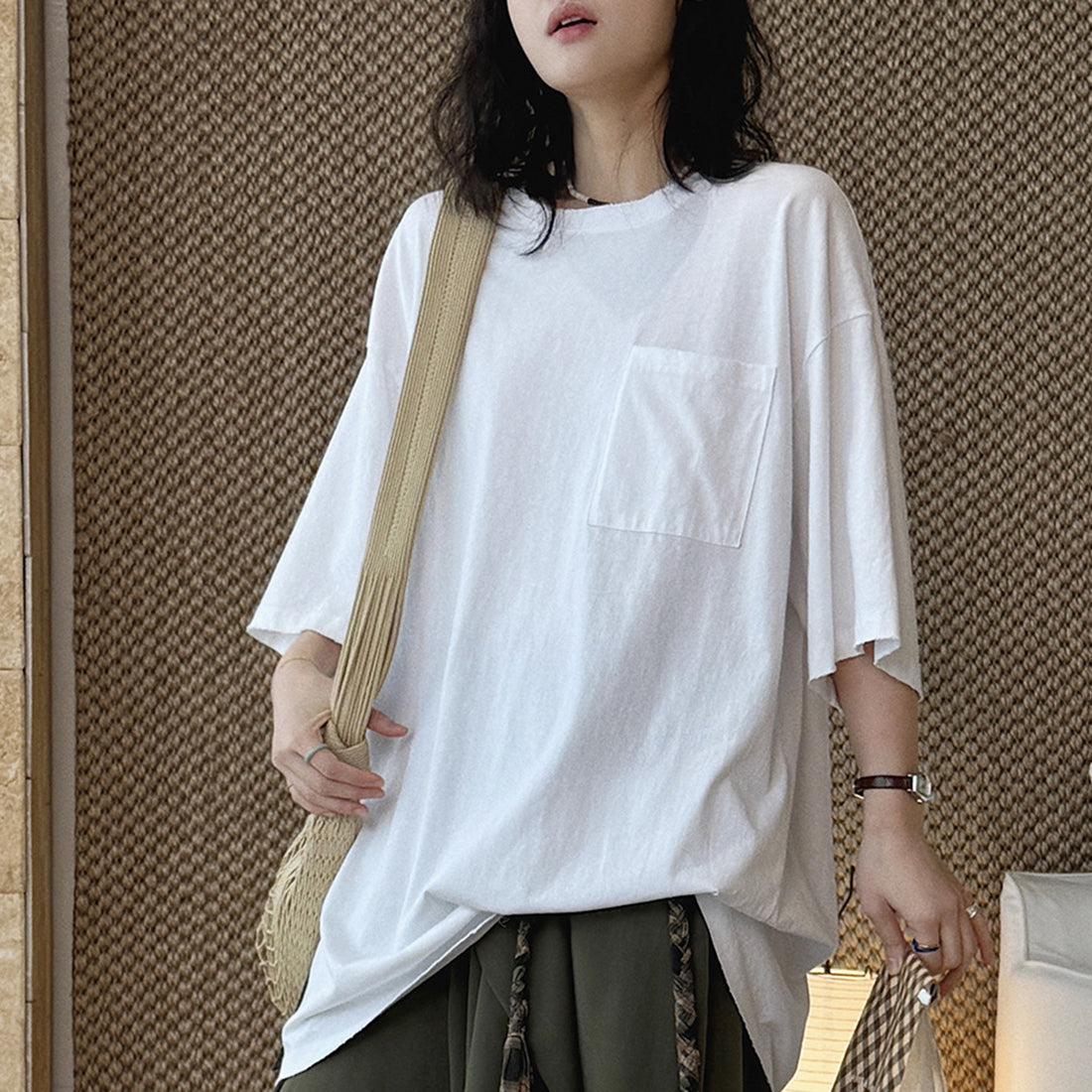Oversized Cotton Pocket T-Shirt
