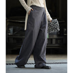 Retro slanted placket belt strap casual loose slimming pants