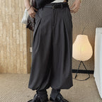 High waist pleated loose fit tapered cuff pants