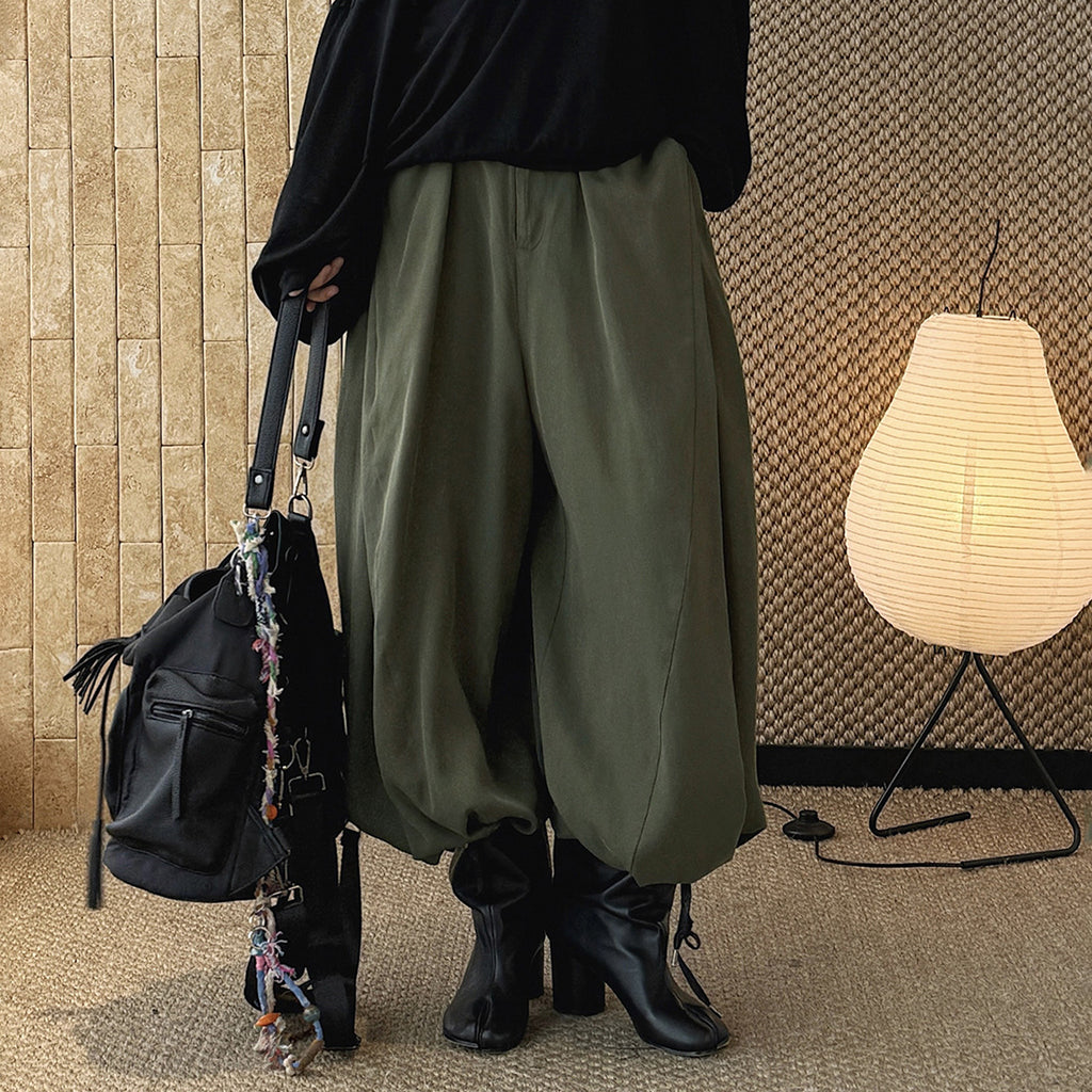loose harem pants high waist lyocell wide leg pants draped casual baggy trousers