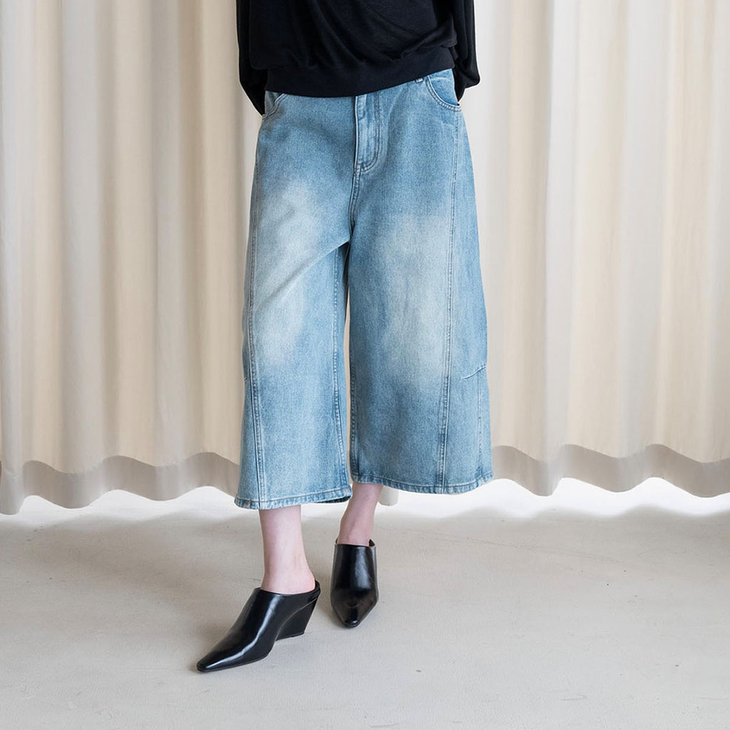 Summer new retro workwear patchwork wide leg jeans