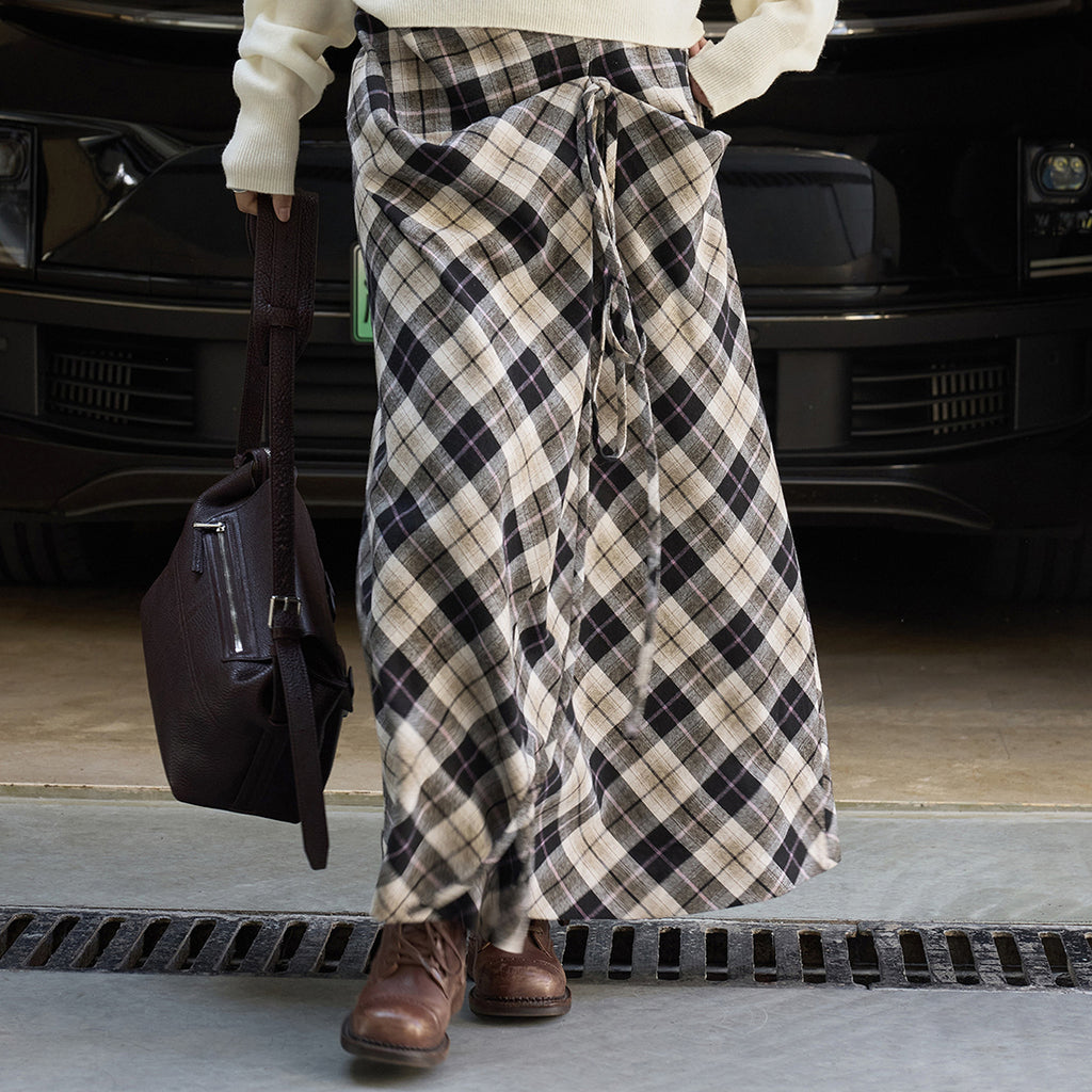 Retro asymmetrical contrasting Haig pattern half skirt