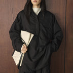 Simple cotton padded dark grid shirt loose and comfortable cotton jacket