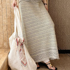 Women’s Textured Knit A-Line Midi Skirt