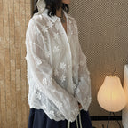 floral loose and long sleeve button up shirt