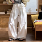 High waist pleated wide leg pants women loose drape trousers with tie waist