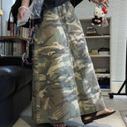Camo long skirt women high waist vintage A-line maxi skirt