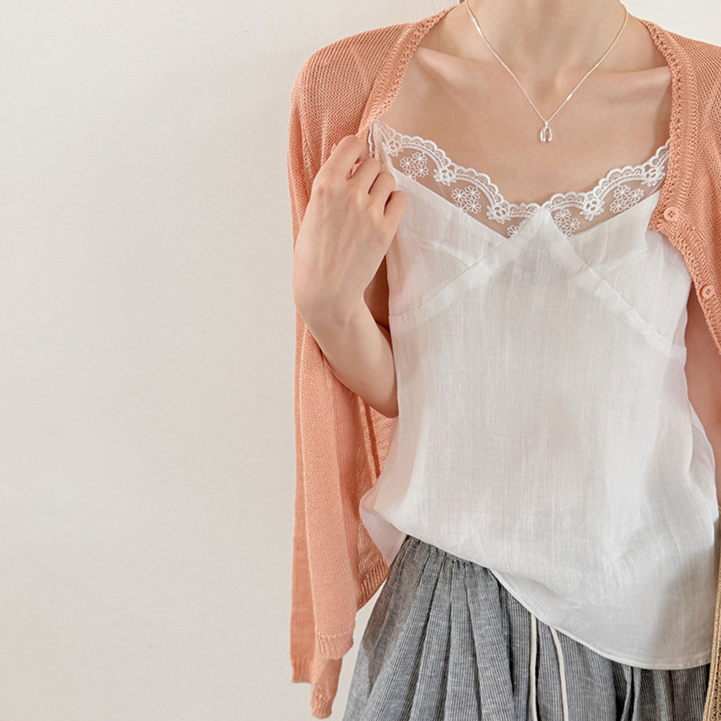 Women’s Linen-Blend Lace Trim Camisole