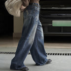 Retro ripped slim casual pants jeans