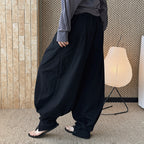 Loose fit high waist draped cuffed pants