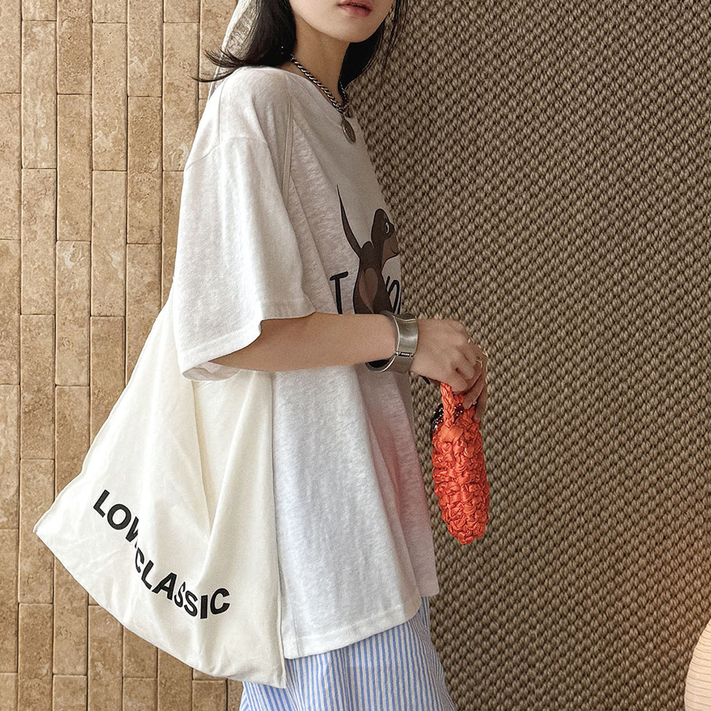 Round neck sausage dog letter printed short sleeve T-shirt top