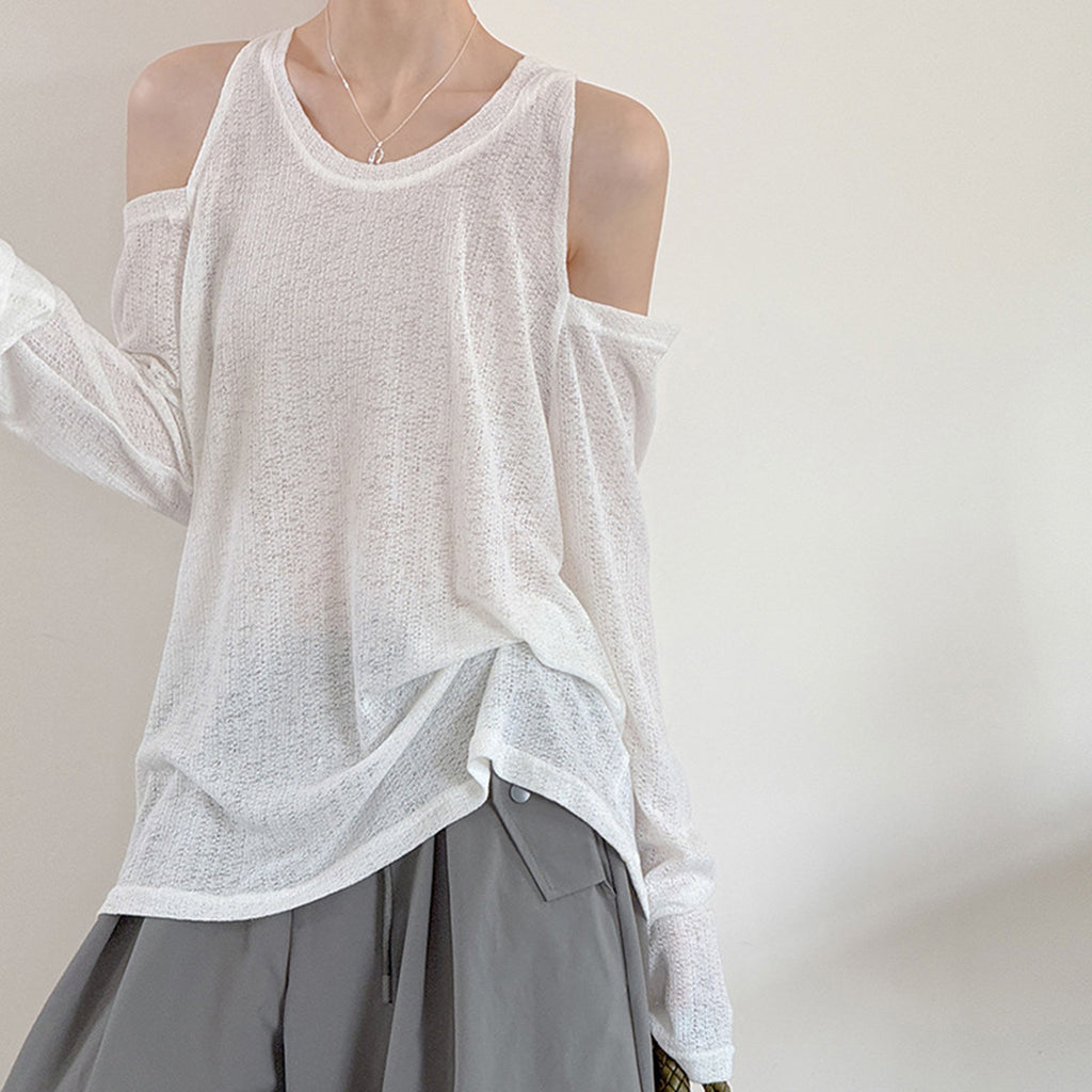 Women’s Off-Shoulder Knit Long-Sleeve Top