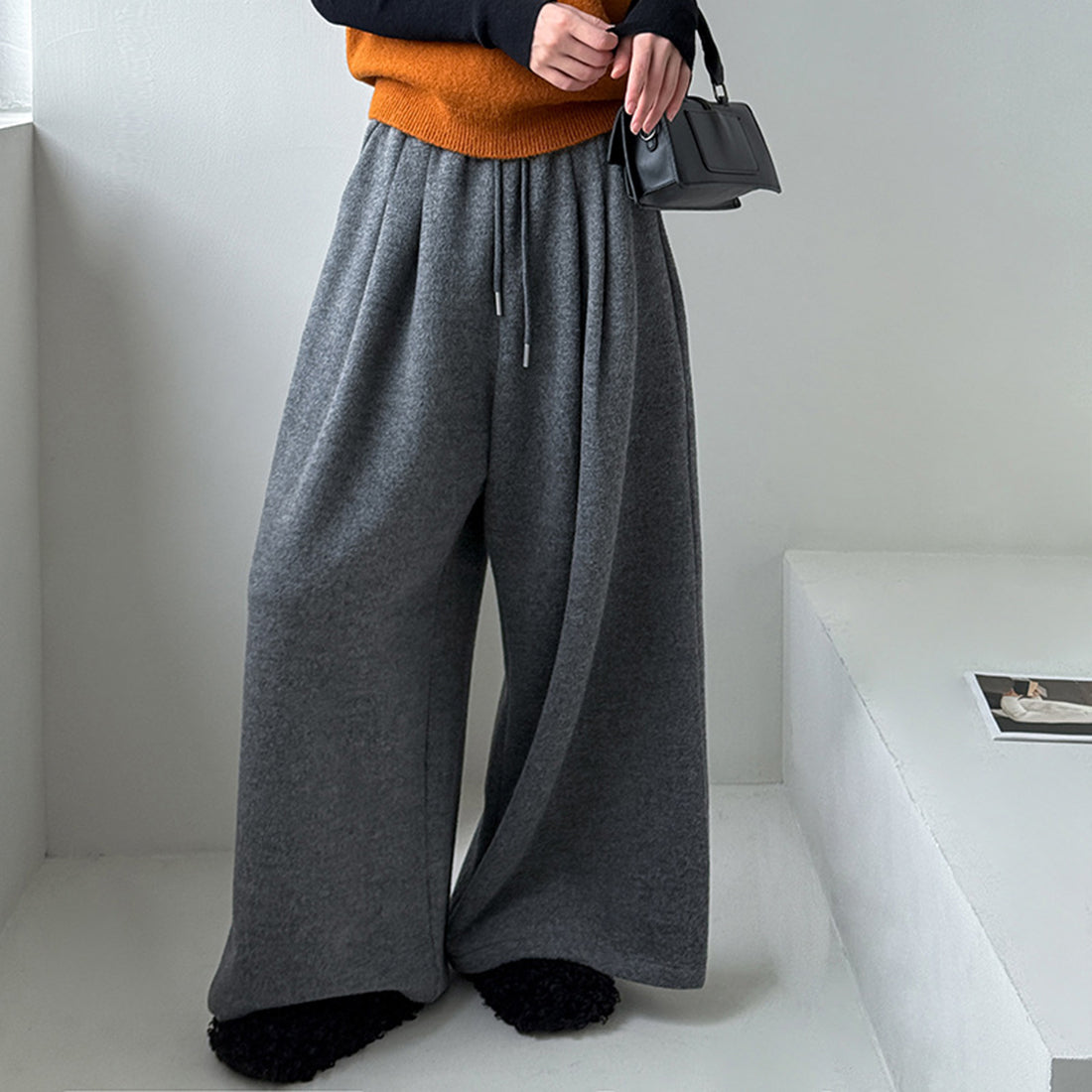 Retro loose casual straight leg wide leg pants