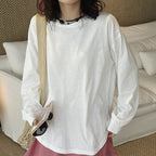 loose fit long sleeve t shirt basic cotton blend crew neck casual top
