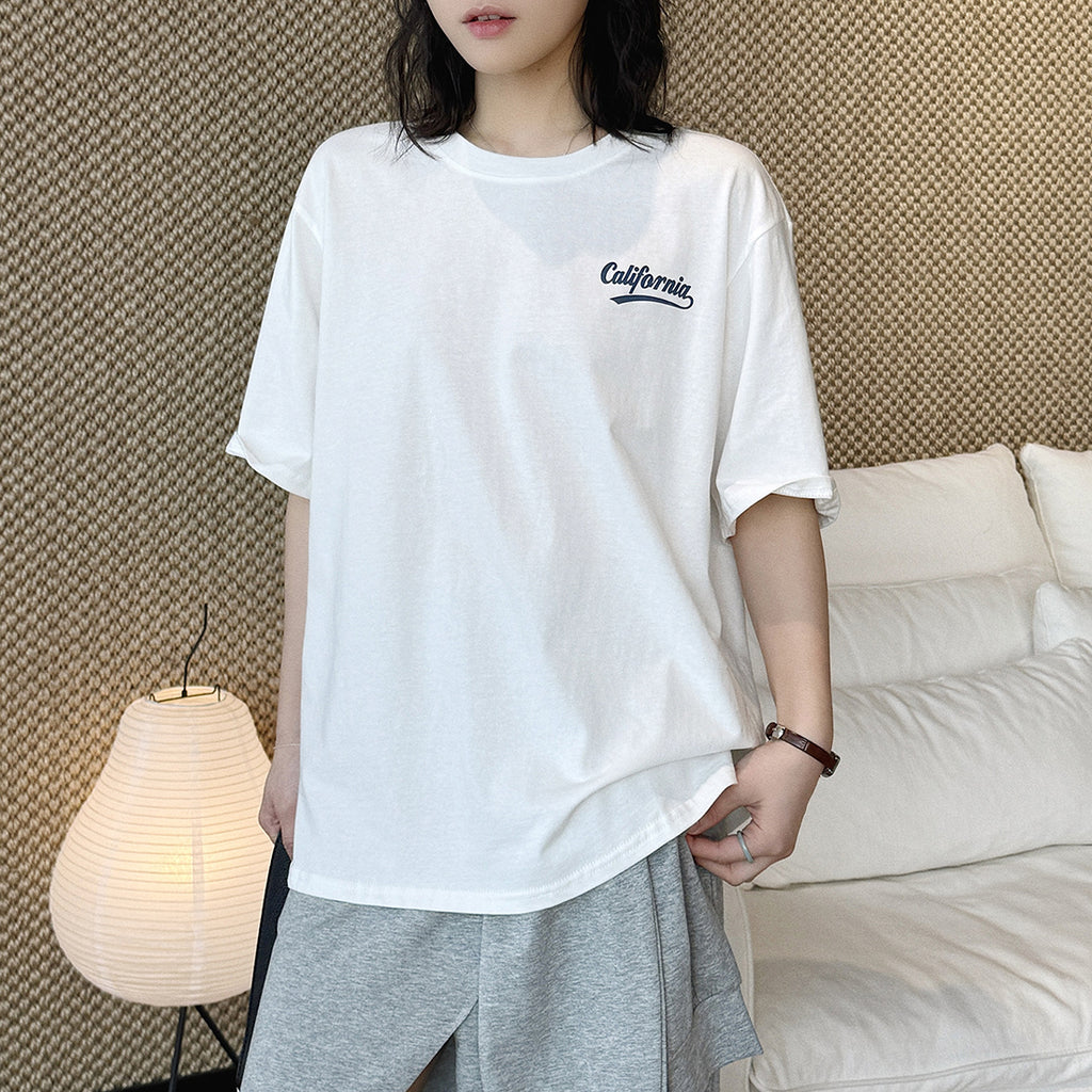 Women’s Oversized California Letter Print Cotton T-Shirt