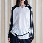 Retro contrasting striped loose T-shirt sunscreen top