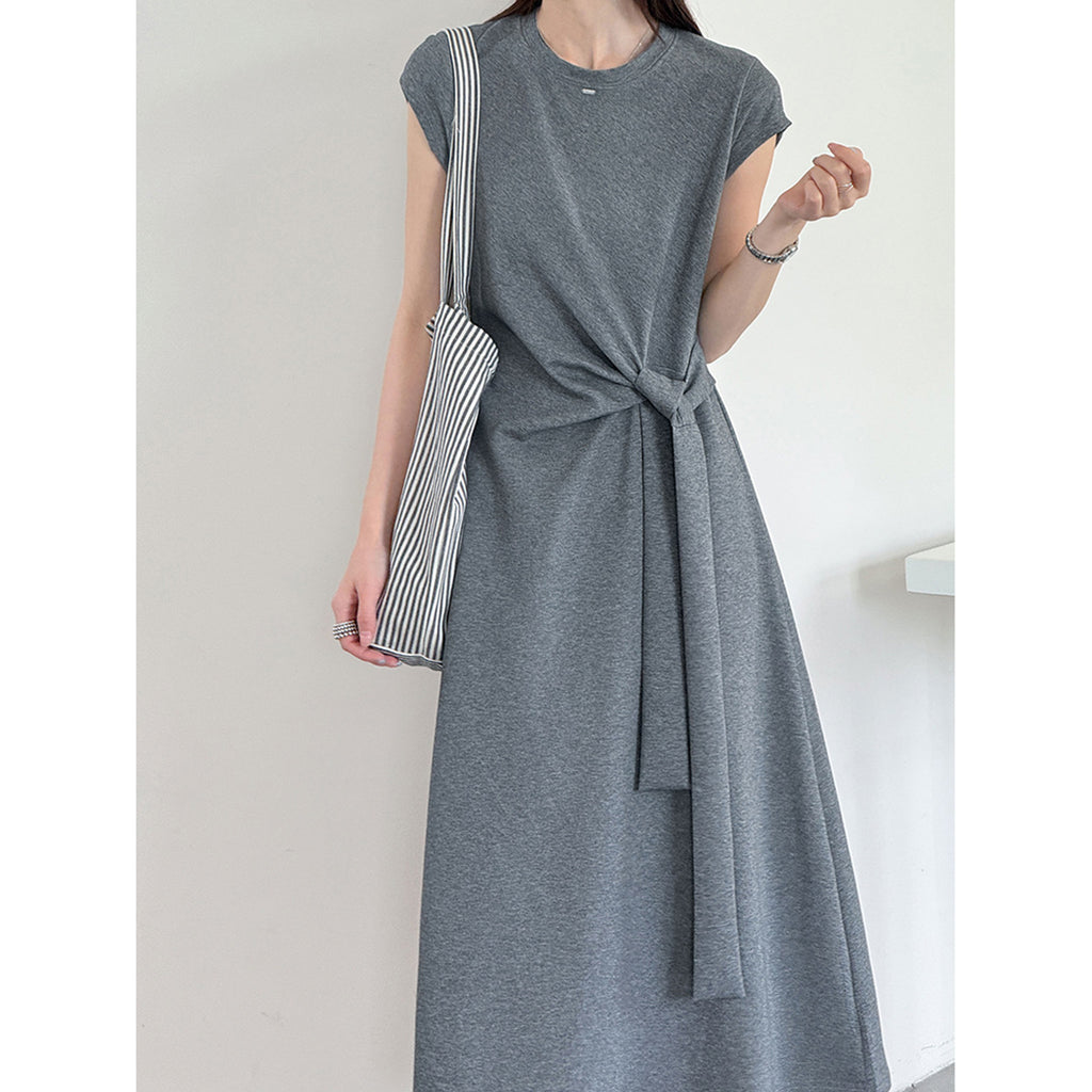 Women’s Knot-Waist Short-Sleeve Midi Dress