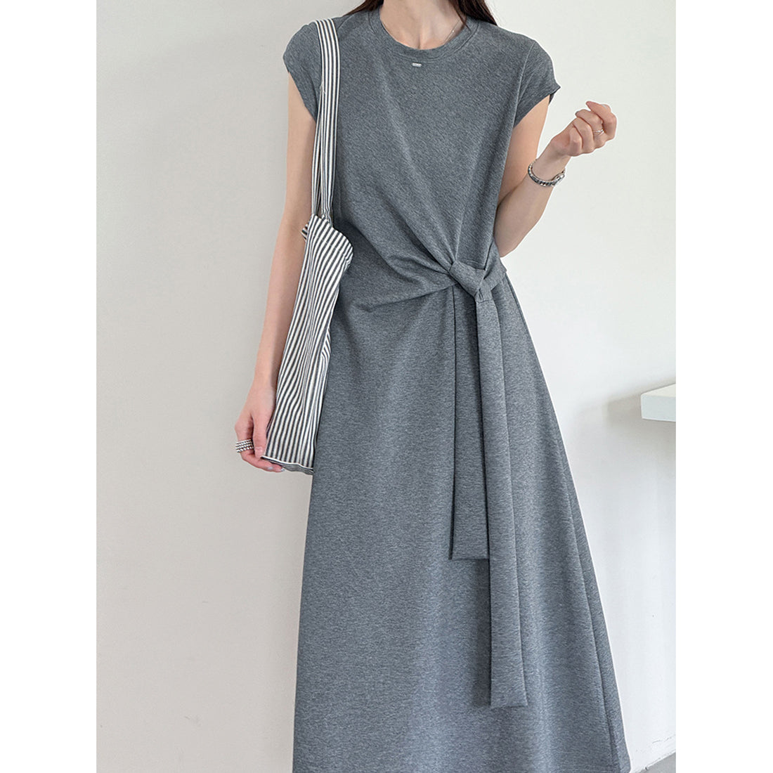 Women’s Knot-Waist Short-Sleeve Midi Dress