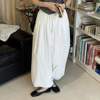 Solid color button tied foot balloon pants