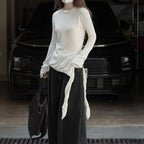 Asymmetric curved strap slim fit top