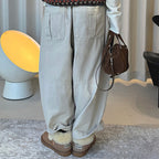 loose and tight fleece casual wide leg pants